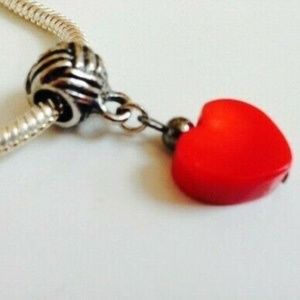 “Coral Heart” Dangling Charm Bead For European Style Charm Bracelets or Necklace